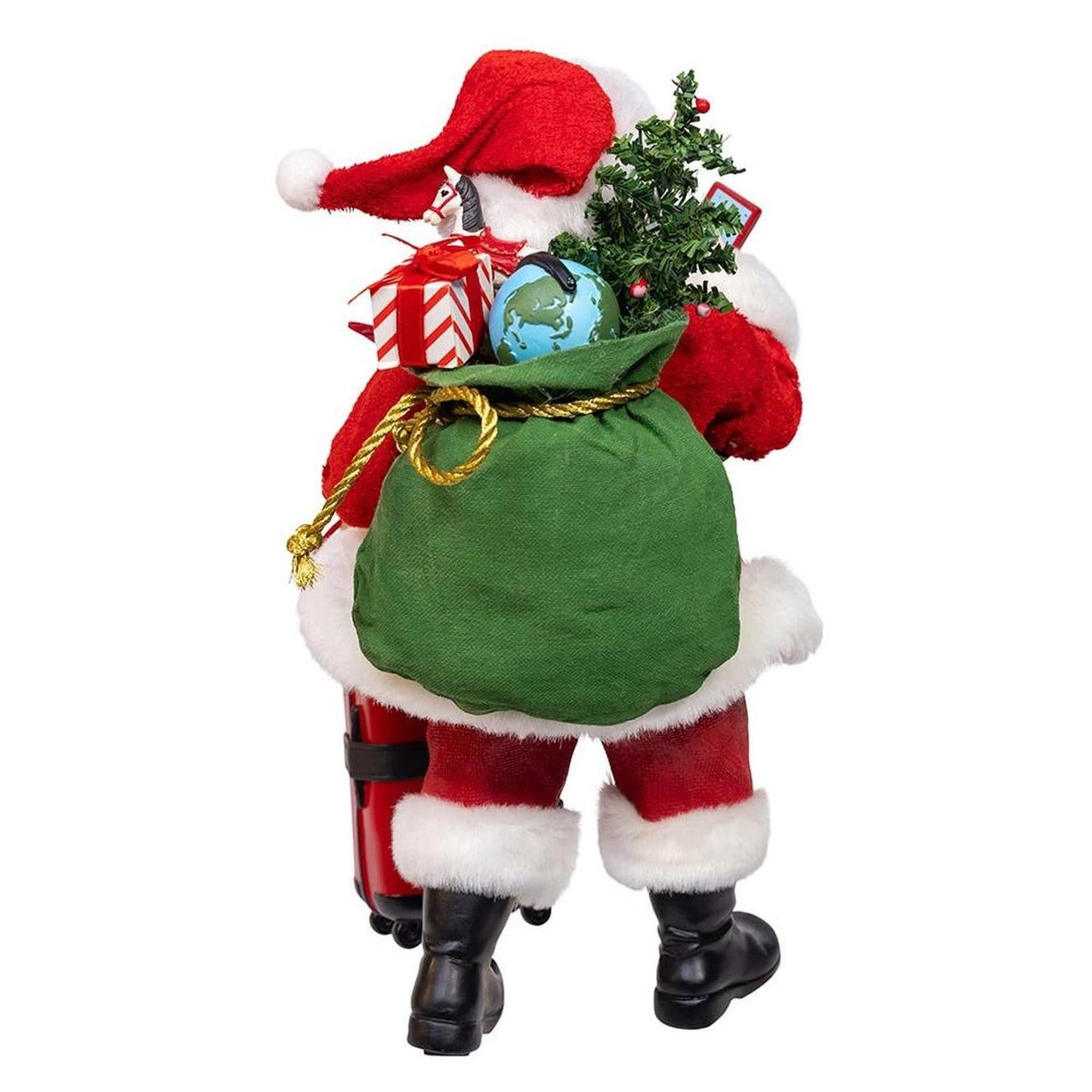 Kurt Adler 10.5-Inch Fabriché Santa with Red Luggage, 2-Piece Set- Michelle's aDOORable Creations- {{Product type}}