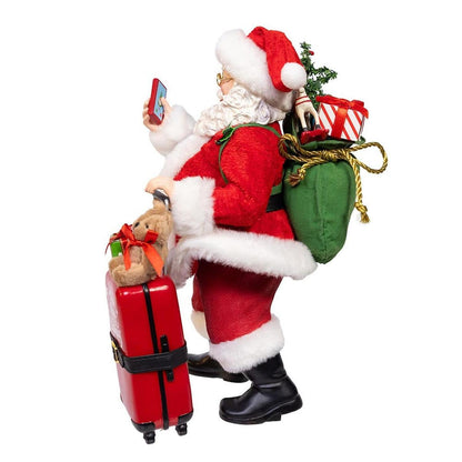 Kurt Adler 10.5-Inch Fabriché Santa with Red Luggage, 2-Piece Set- Michelle's aDOORable Creations- {{Product type}}