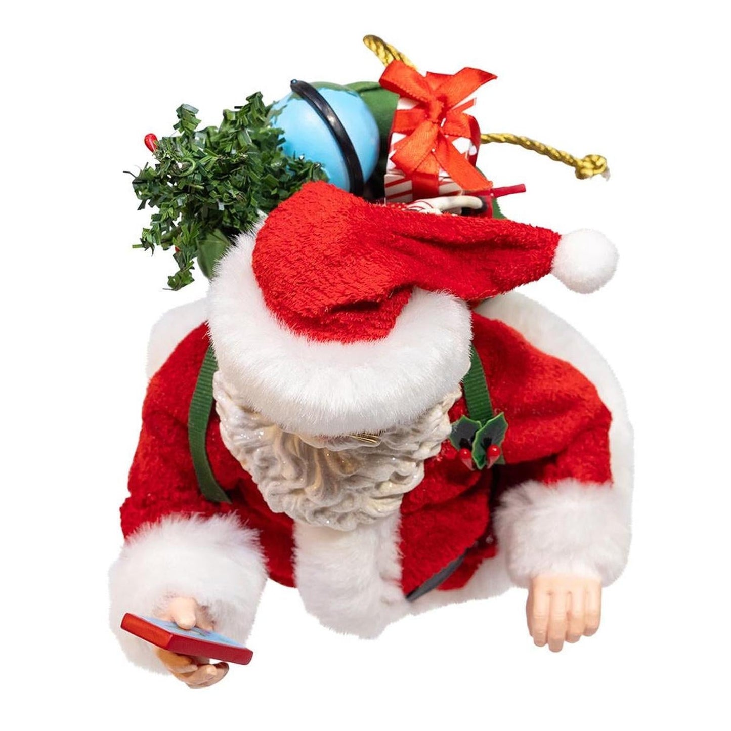 Kurt Adler 10.5-Inch Fabriché Santa with Red Luggage, 2-Piece Set- Michelle's aDOORable Creations- {{Product type}}