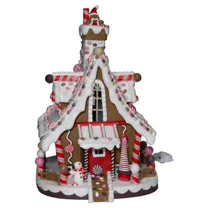 Kurt Adler 12" Lighted Christmas Gingerbread House - - Christmas Decor