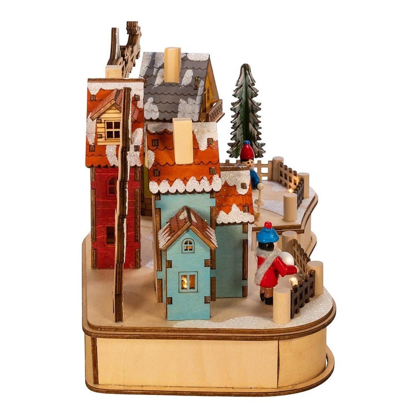 Kurt Adler 7.08-Inch Village Musical LED House with Motion - - Christmas Decor