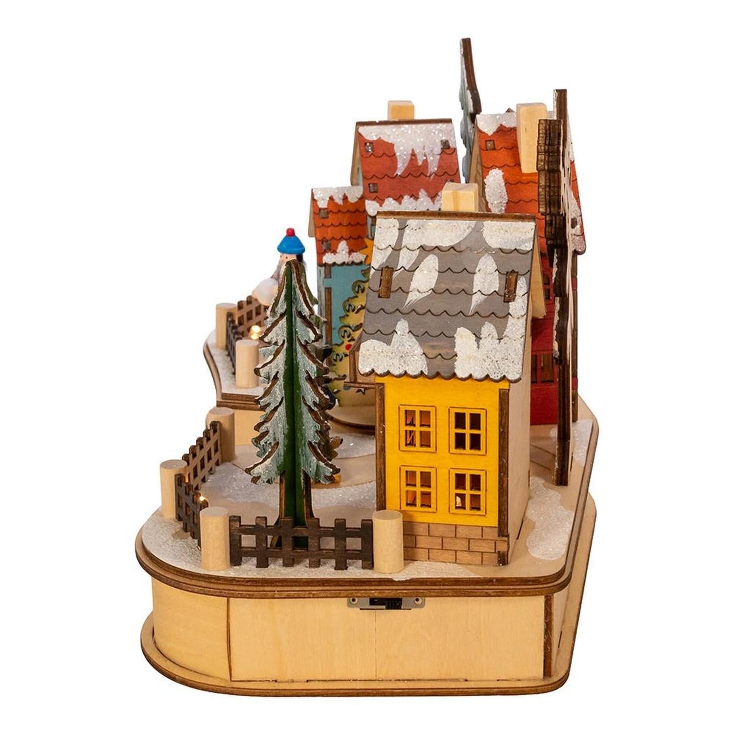 Kurt Adler 7.08-Inch Village Musical LED House with Motion - - Christmas Decor