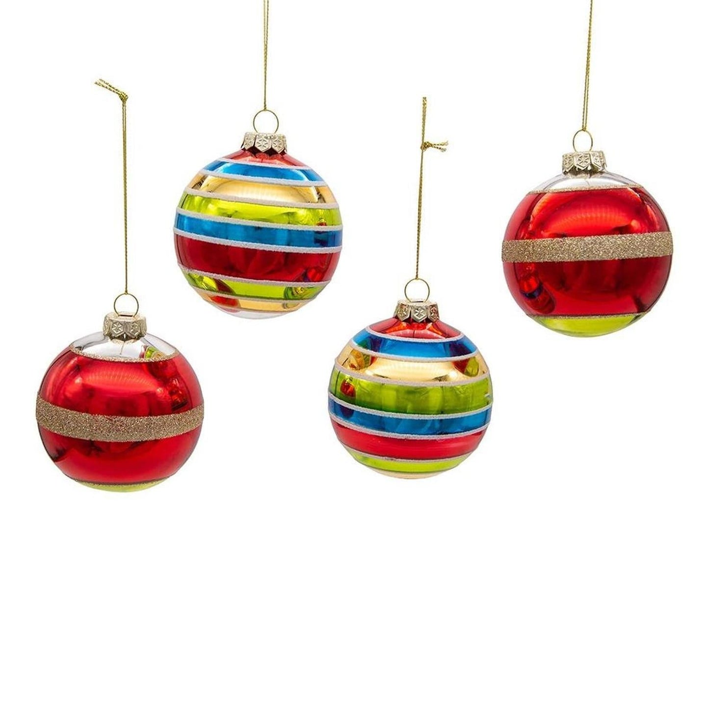 Kurt Adler 75MM Early Years Glass Ornaments, 4 Piece Set - - Holiday Ornaments