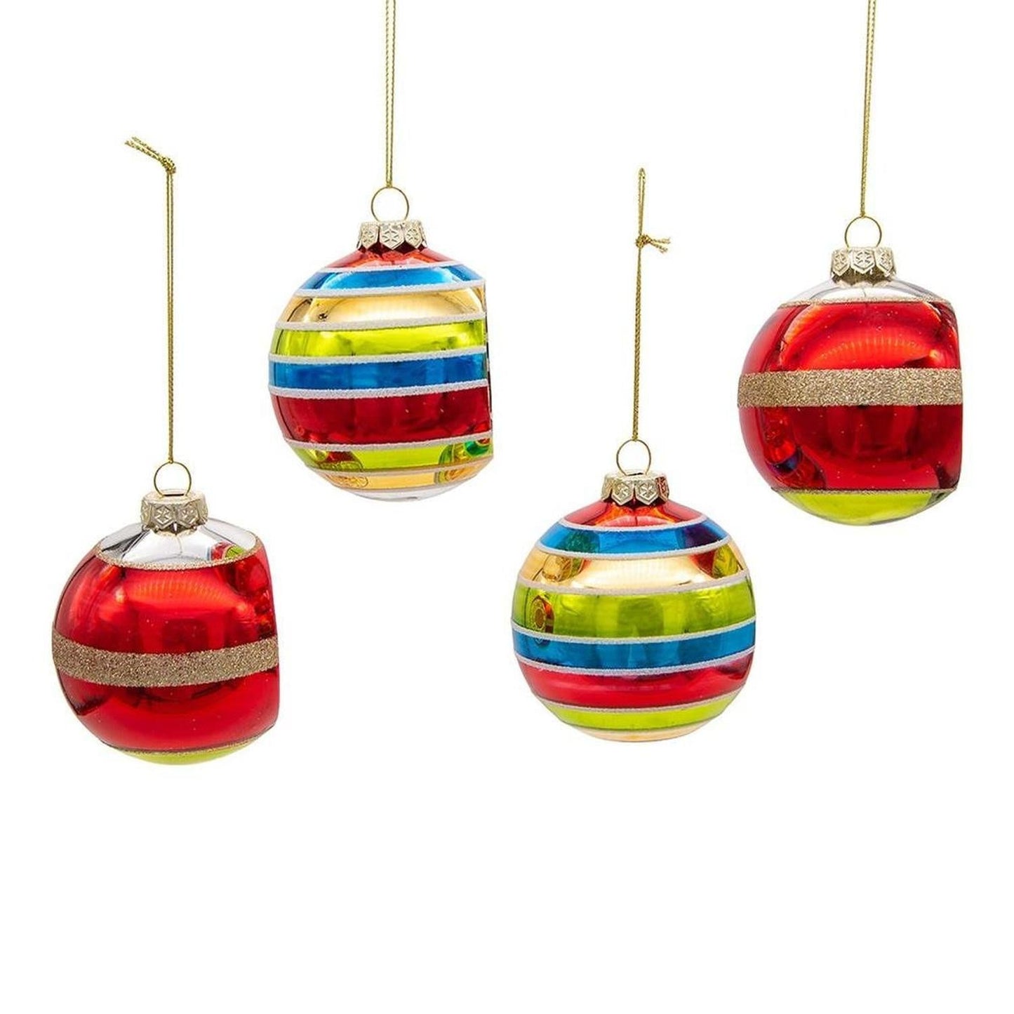 Kurt Adler 75MM Early Years Glass Ornaments, 4 Piece Set - - Holiday Ornaments