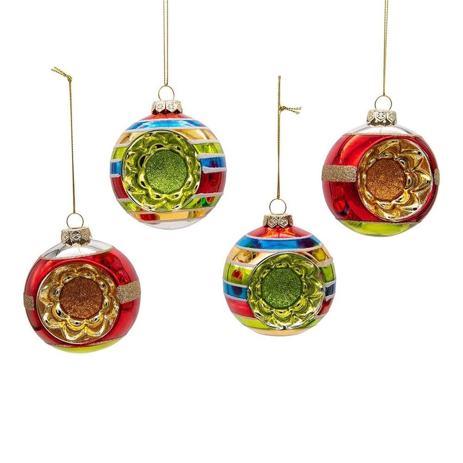 Kurt Adler 75MM Early Years Glass Ornaments, 4 Piece Set - - Holiday Ornaments