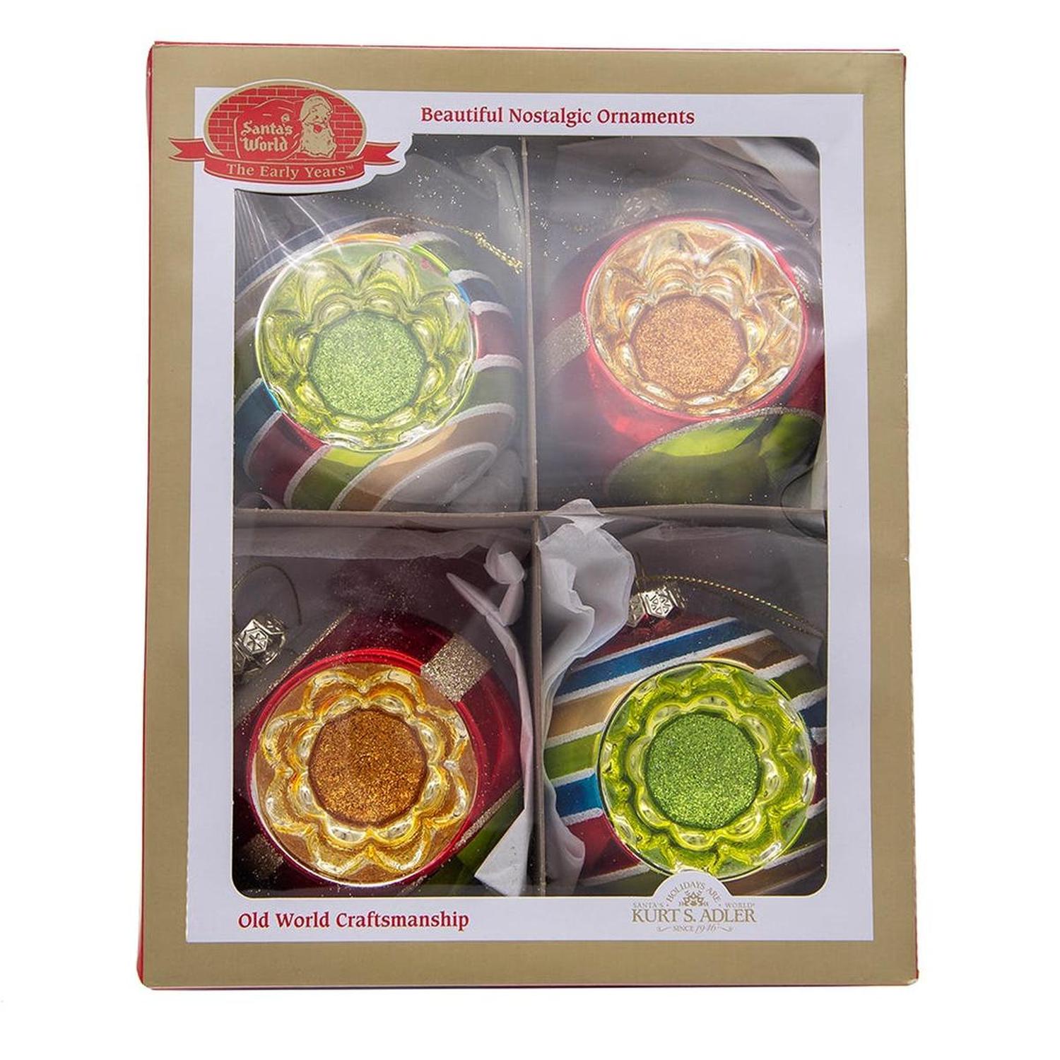 Kurt Adler 75MM Early Years Glass Ornaments, 4 Piece Set - - Holiday Ornaments