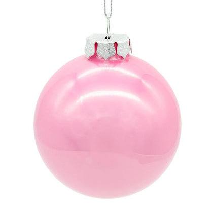 Kurt Adler 80MM Glass Pearlized Pink Ball Ornaments - - Holiday Ornaments