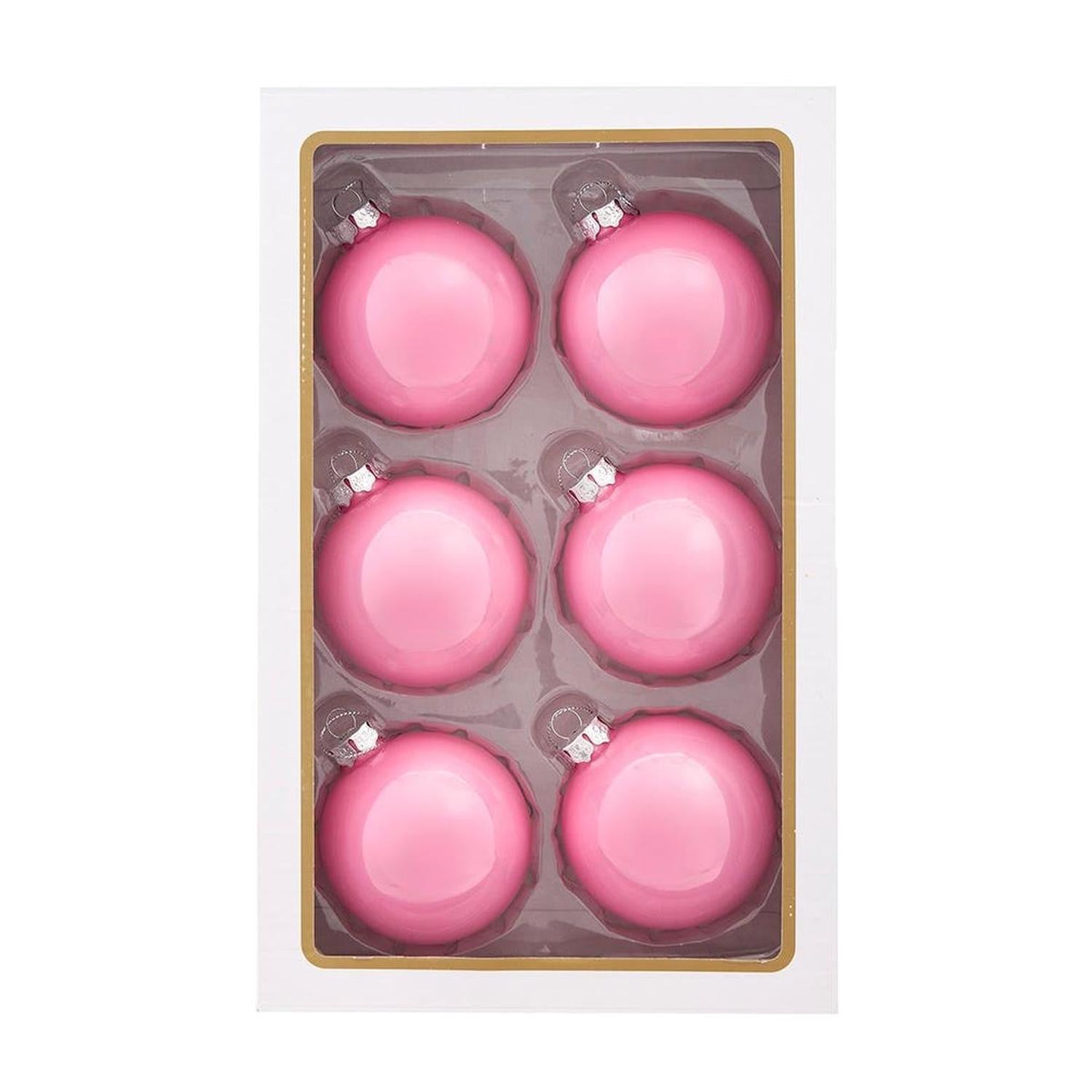 Kurt Adler 80MM Glass Pearlized Pink Ball Ornaments - - Holiday Ornaments