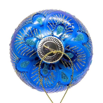 Kurt Adler 80MM Glass Purple and Blue Peacock Ball Ornaments, (Set of 6) - - Holiday Ornaments