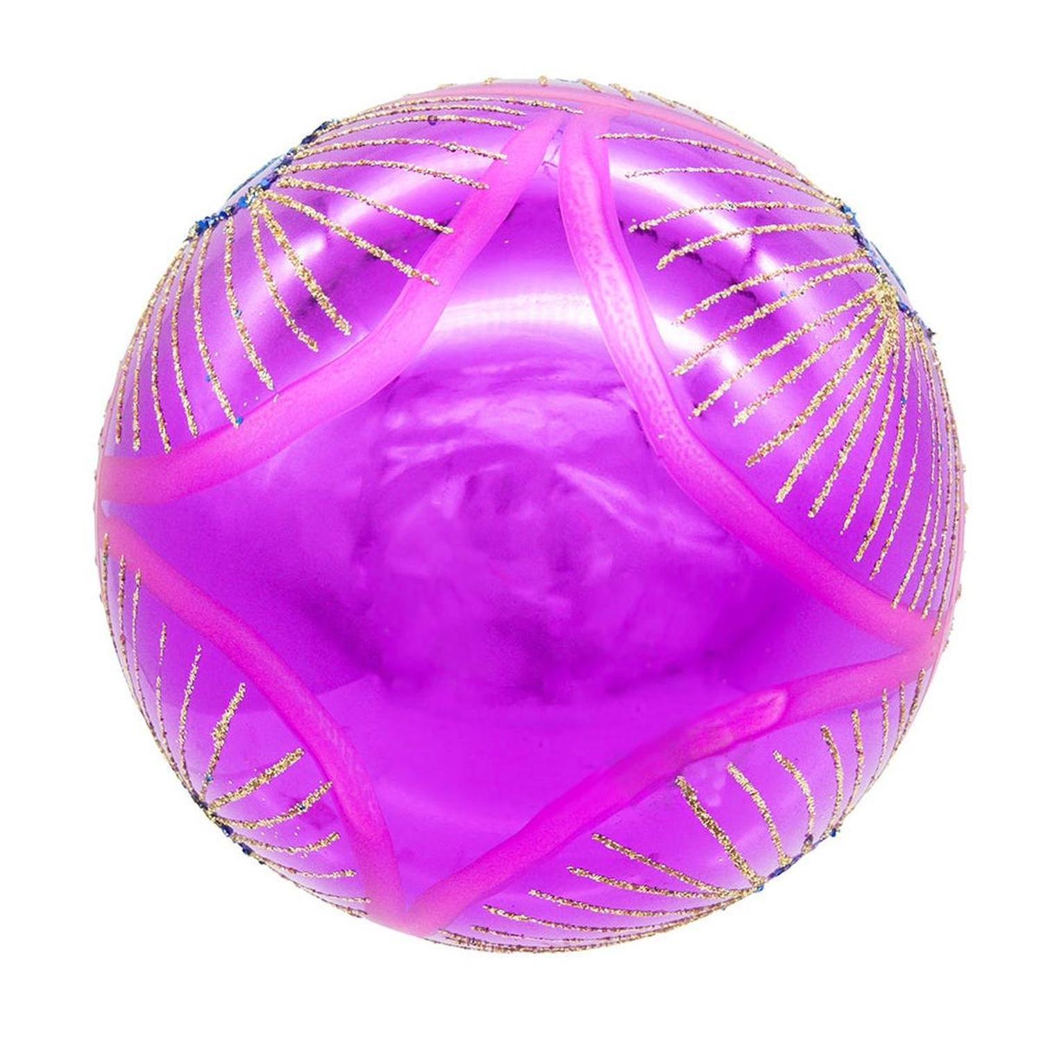 Kurt Adler 80MM Glass Purple and Blue Peacock Ball Ornaments, (Set of 6) - - Holiday Ornaments