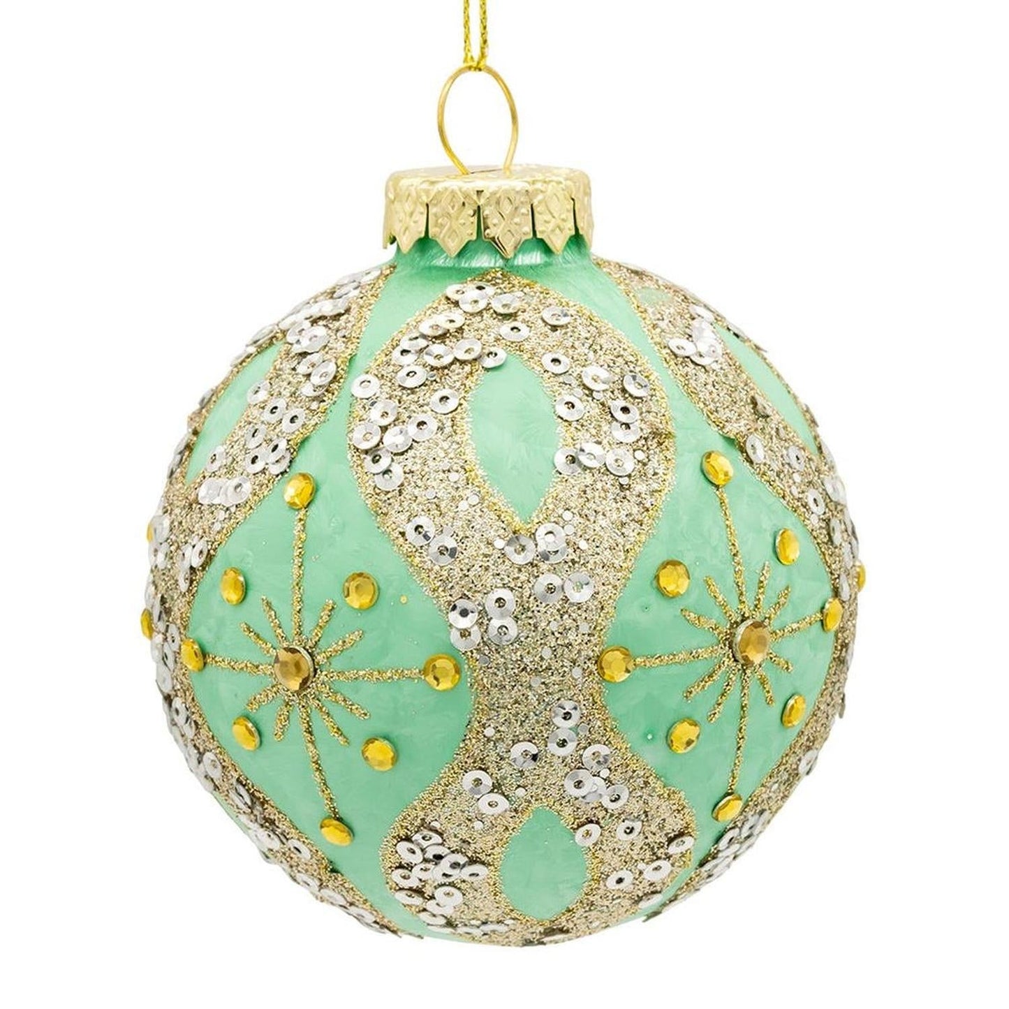 Kurt Adler 80MM Glass Teal and Blue Glass Ornaments, 6-Piece Box - - Holiday Ornaments