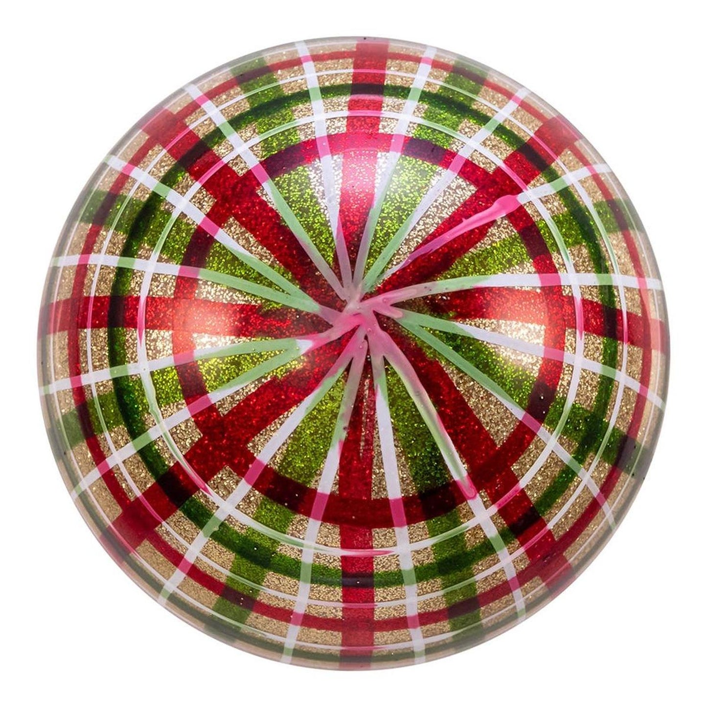 Kurt Adler 80MM Red and Green Plaid Glass Ball Ornaments, 6 Piece Box - - Holiday Ornaments