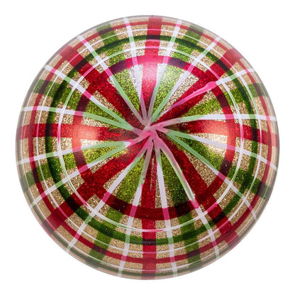 Kurt Adler 80MM Red and Green Plaid Glass Ball Ornaments, 6 Piece Box - - Holiday Ornaments