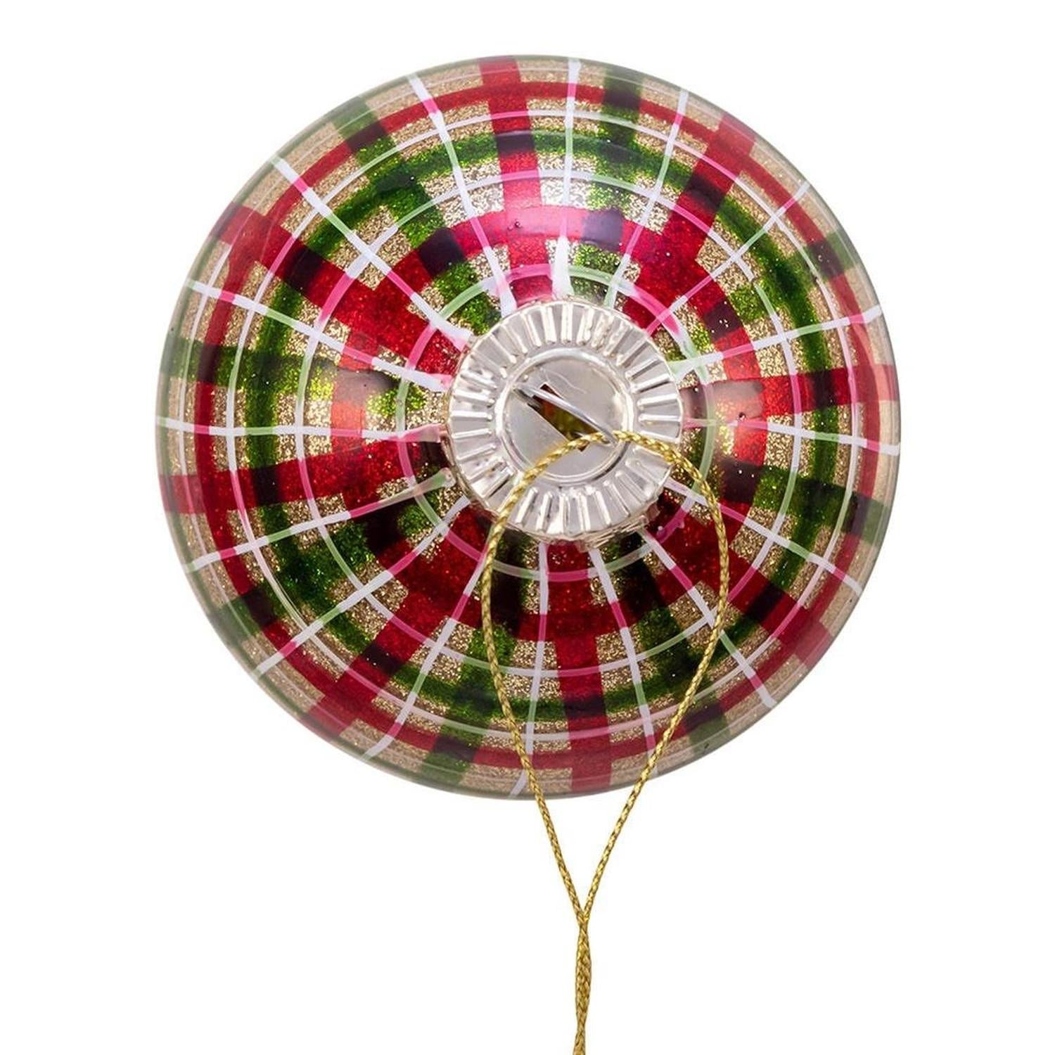 Kurt Adler 80MM Red and Green Plaid Glass Ball Ornaments, 6 Piece Box - - Holiday Ornaments
