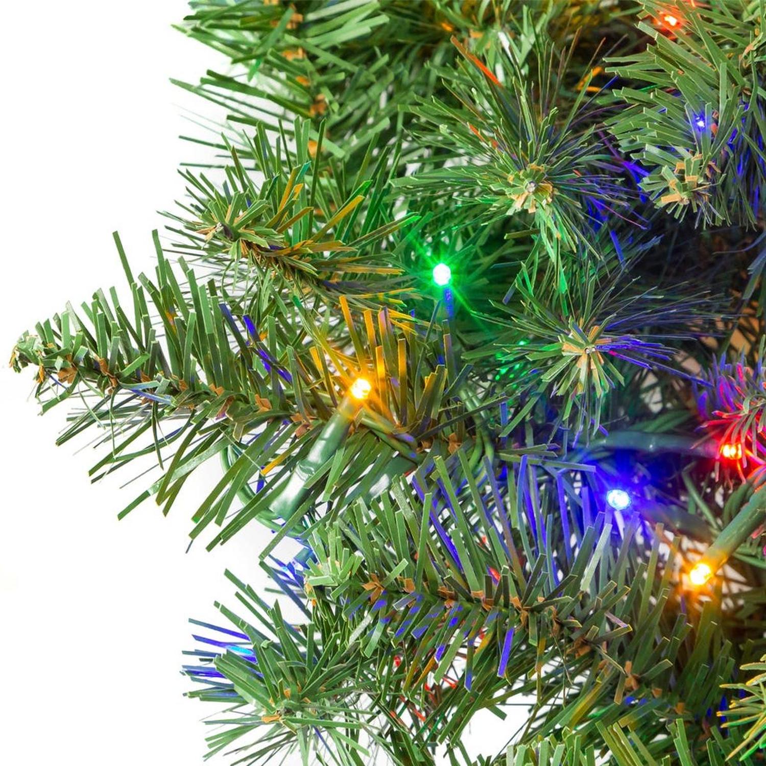 Kurt Adler 9-Foot Pre-lit Multicolored LED Noble Fir Garland - - Wreaths & Garlands