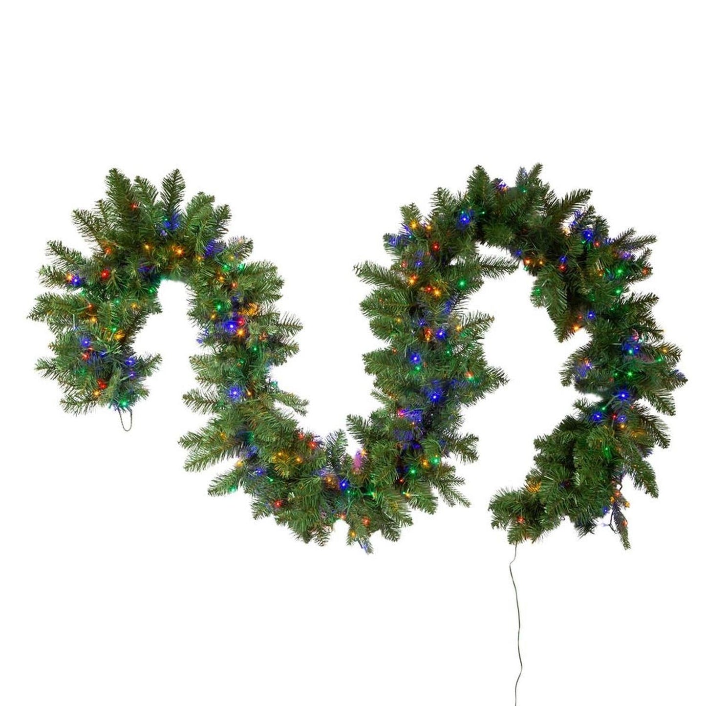 Kurt Adler 9-Foot Pre-lit Multicolored LED Noble Fir Garland - - Wreaths & Garlands