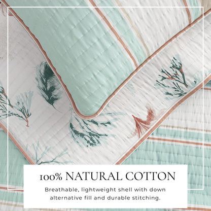 Coastal Printed Cotton Quilt Set - St. Augustine Collection - - Quilts & Comforters