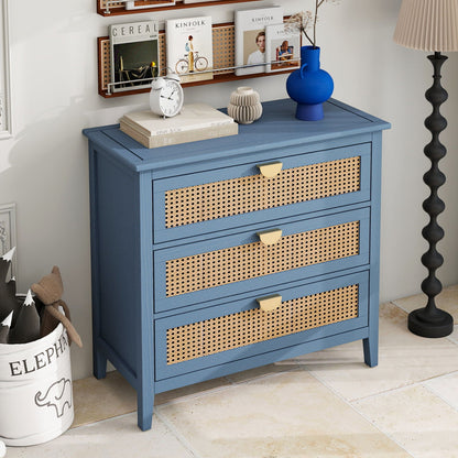 3 Drawer Cabinet, Natural Rattan, American Furniture- Unique Piece Furniture- {{Product type}}