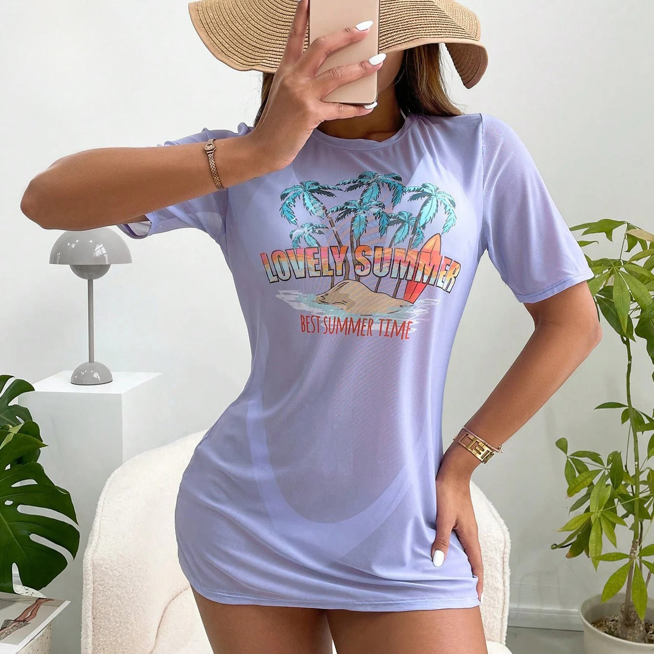 Bikini Three Piece Set Printed Sexy Cover Up Swimsuit for Women - -