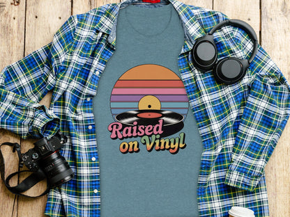 Raised On Vinyl Vintage Retro Style Design Graphic T-Shirt- Cloud 16 Clothing Co.- {{Product type}}