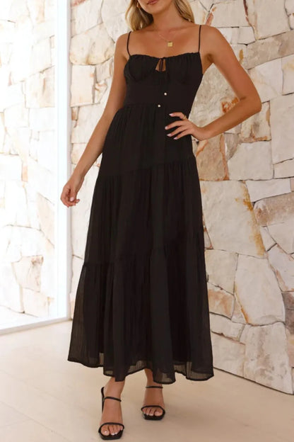 Ruched Smocked Back Cami Dress - -