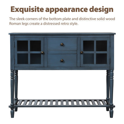 Navy Blue Sideboard Console Table With Base Frame - - cabinet