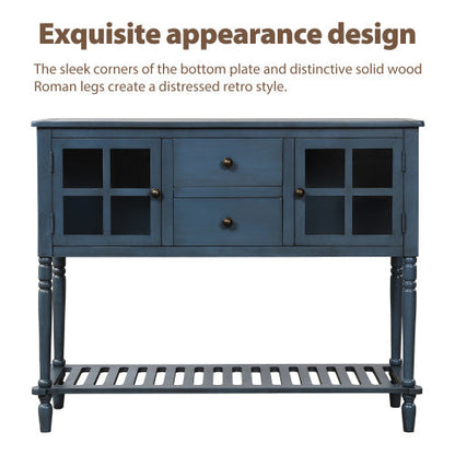 Navy Blue Sideboard Console Table With Base Frame - - cabinet