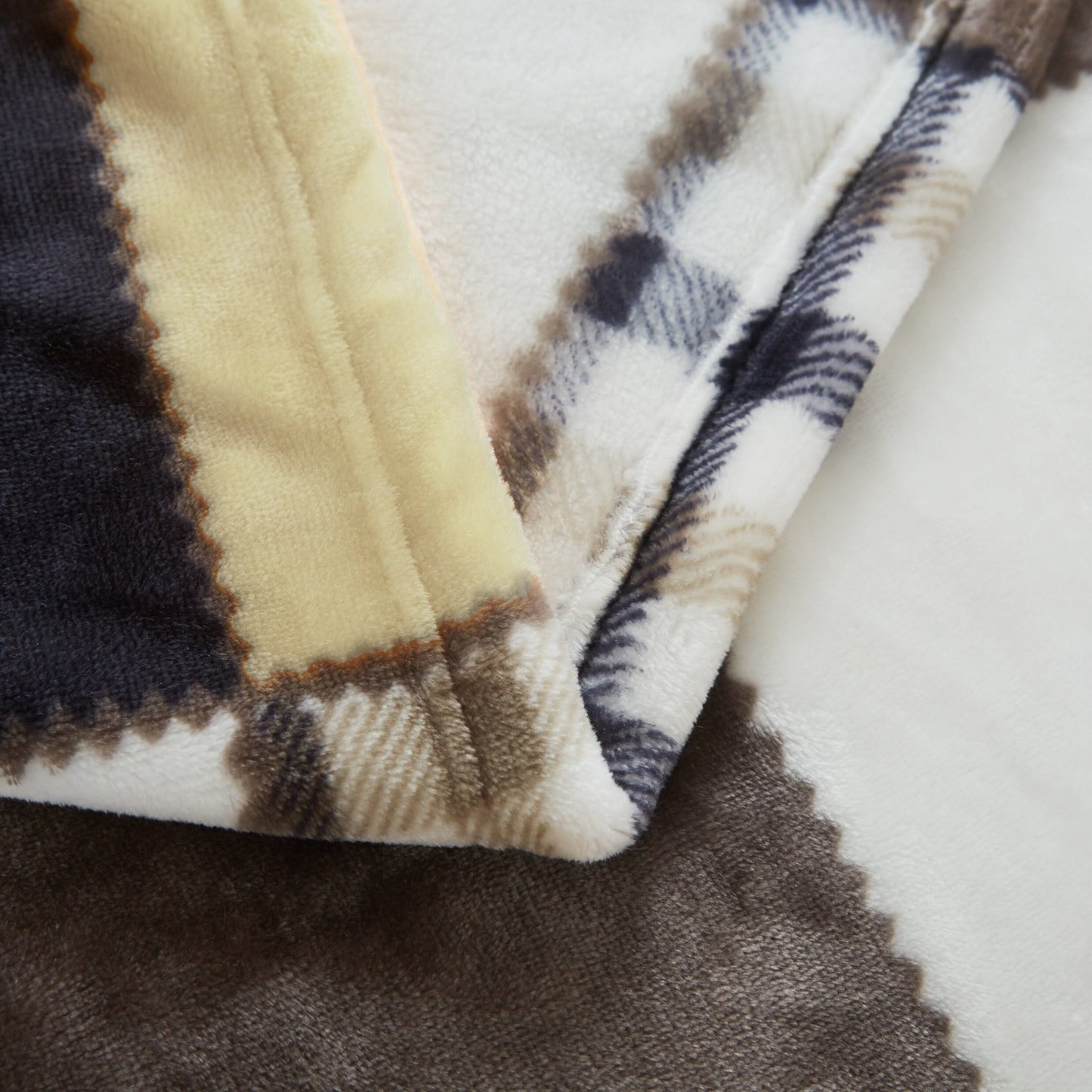 Tache Buttermilk Fall Yellow Brown Farmhouse Super Soft Plaid Patchwork Throw Blanket (4026) - - Blanket