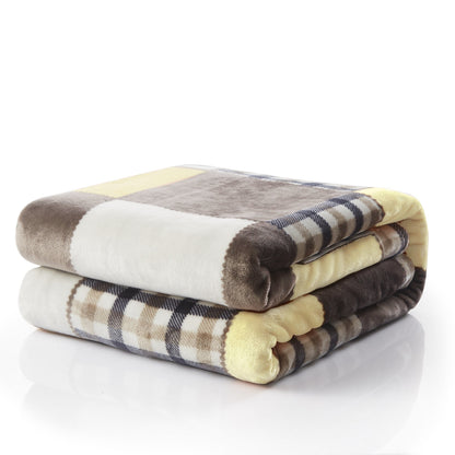 Tache Buttermilk Fall Yellow Brown Farmhouse Super Soft Plaid Patchwork Throw Blanket (4026) - - Blanket