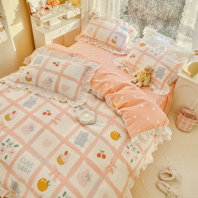 4 Pieces Fruits Cherry Pattern Kids Bedding Sets