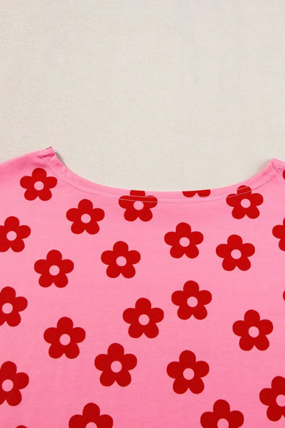 Floral Cropped Tee and Shorts Lounge Set- Shopimist- {{Product type}}