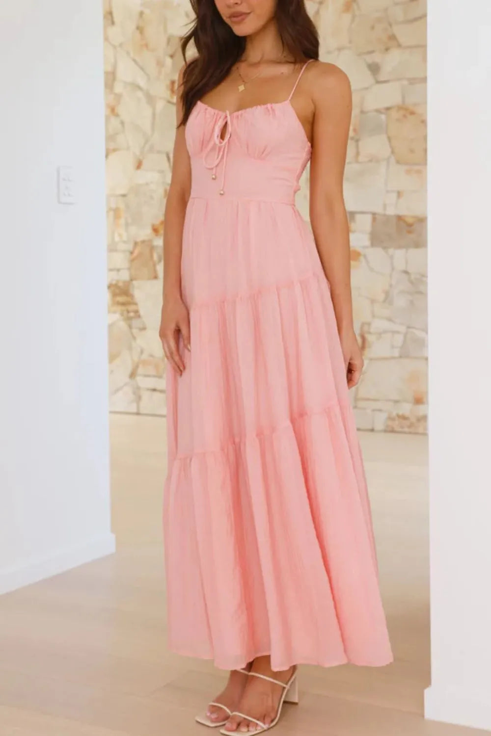 Ruched Smocked Back Cami Dress - -