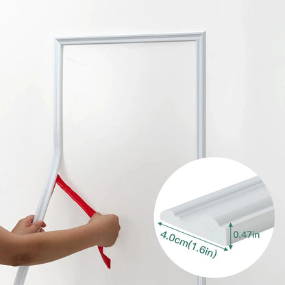 Peel and Stick Panels Molding Trim Flexible Chair Rail Classic Wall Trim YT153-White-3m