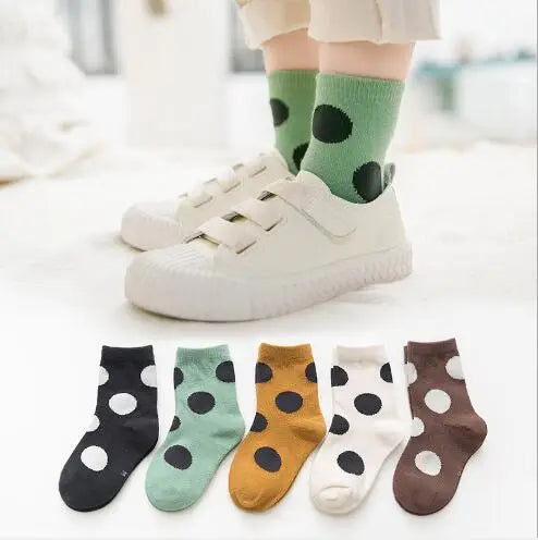 5Pairs Socks 1-12Year Polka Dot Socks