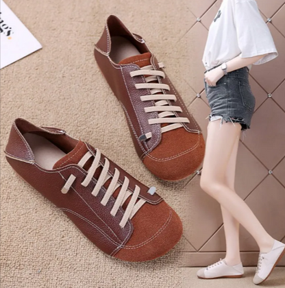 Womens Retro Round Toe Flat Shoes - - shoes