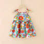 Summer Sleeveless Print Cotton Casual Dresses red blue