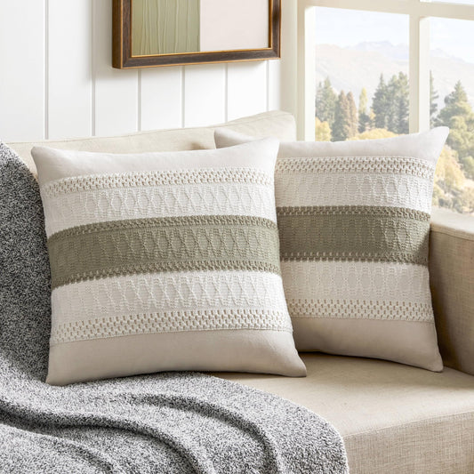 ZeeMart Premium Cotton Boho Throw Cushion Cover Pair - Sage - - pillow cover