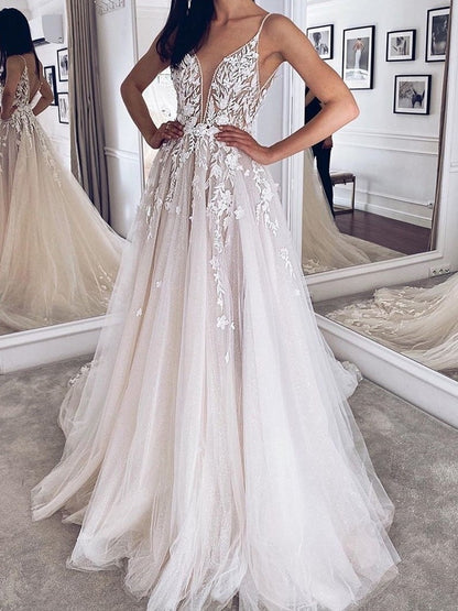 Bridal White Sleeveless Gown - - dress