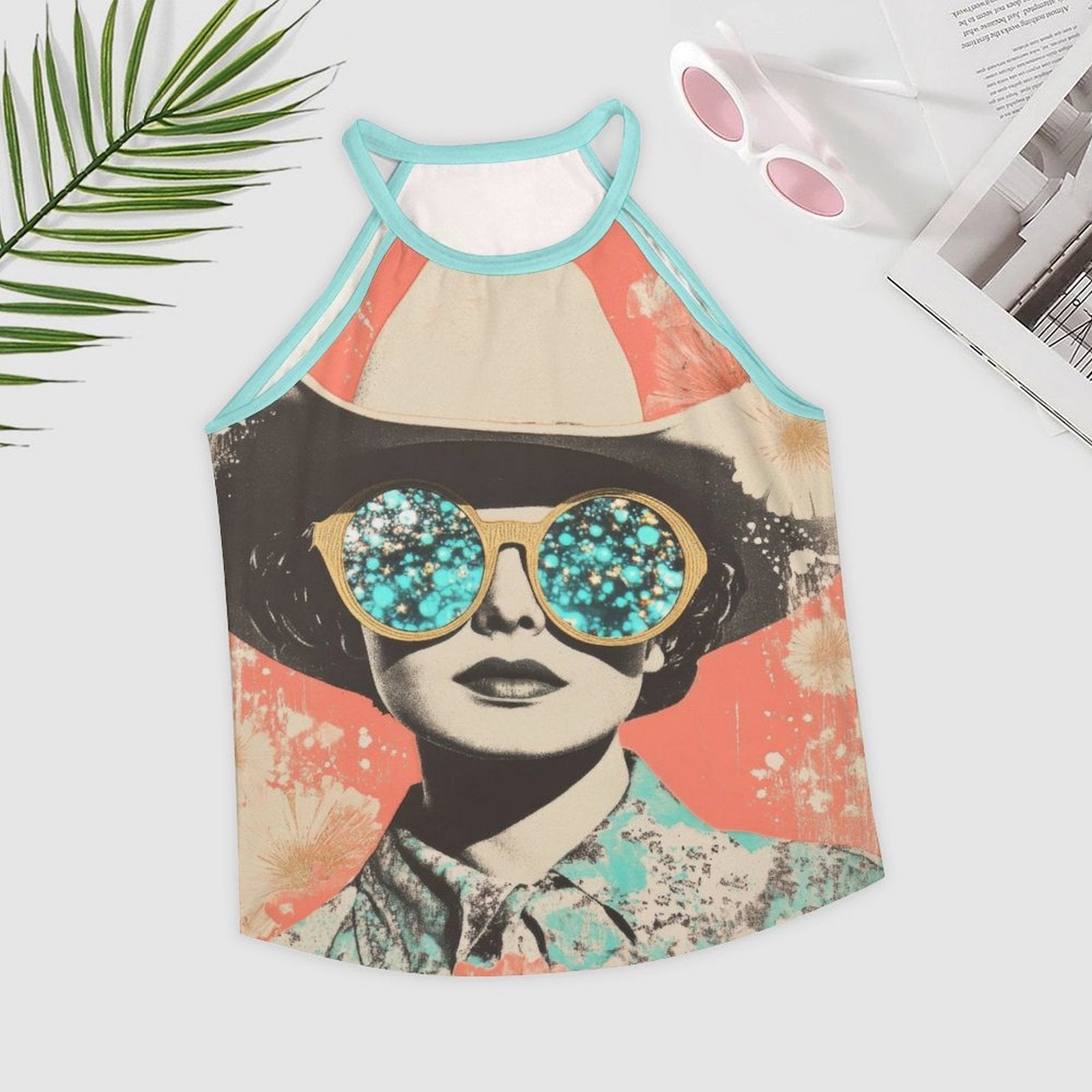 Baha Ranch Turquoise Cowgirl Retro Pop Western Tank Top - - Tanks & Camis