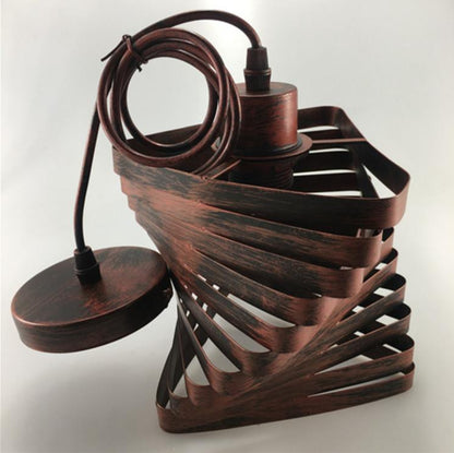 Vintage Industrial Style Iron Cage Light Fixture - Brown - ceiling light