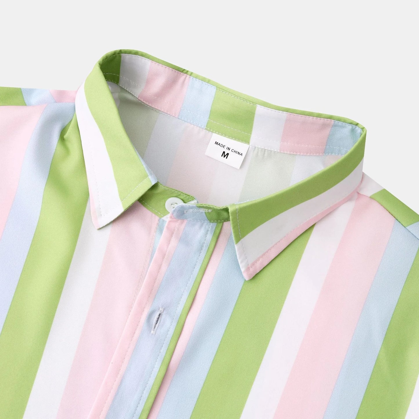 Men's Striped Long Sleeve Button-Up Shirt - -