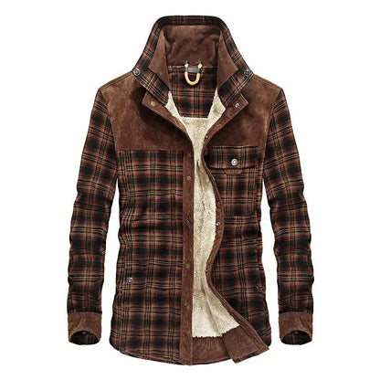 Winter Plaid Fleece Jackets Outerwear Jacket light brown