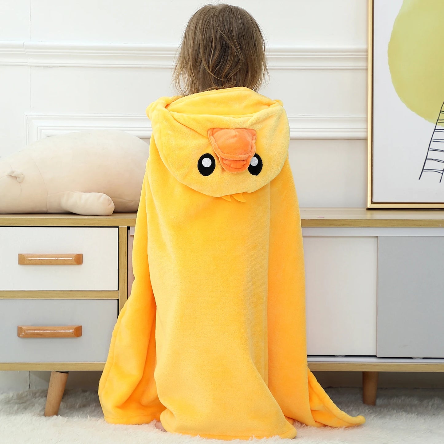 Michley Autumn Duck Animal Fleece Cartoon Hooded Blanket