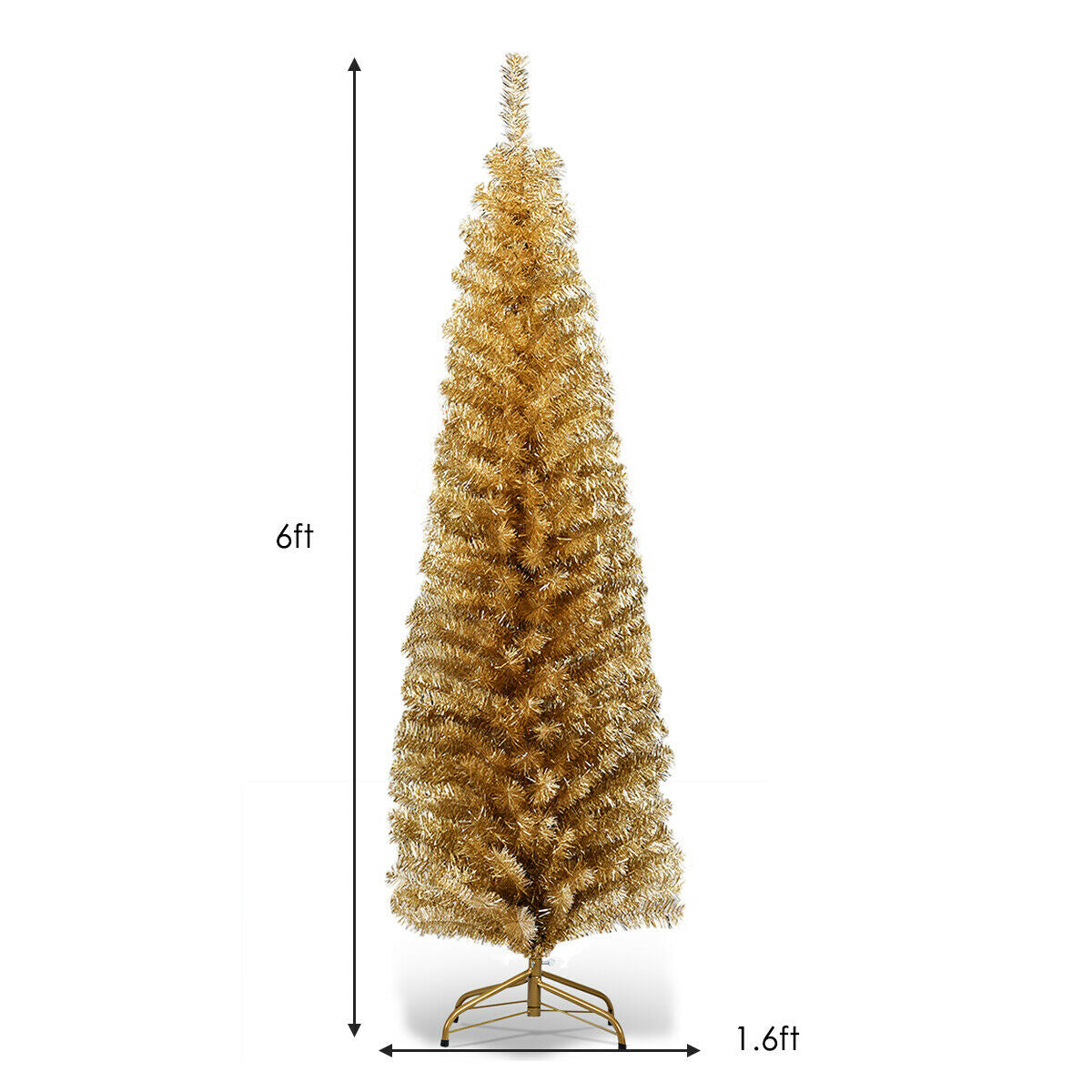 6 Feet Tinsel Tree Unlit Slim Pencil Christmas Tree - -