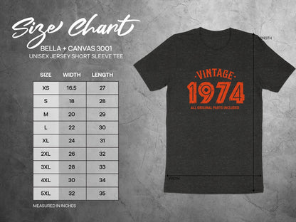 Vintage 1974 All Original Parts Included Birthday T-Shirt- Cloud 16 Clothing Co.- {{Product type}}