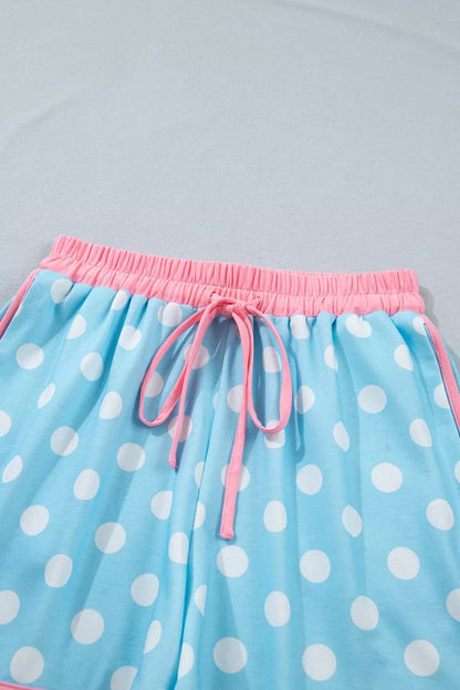 Polka Dot Contrast Trim Top and Drawstring Shorts Set- Shopimist- {{Product type}}