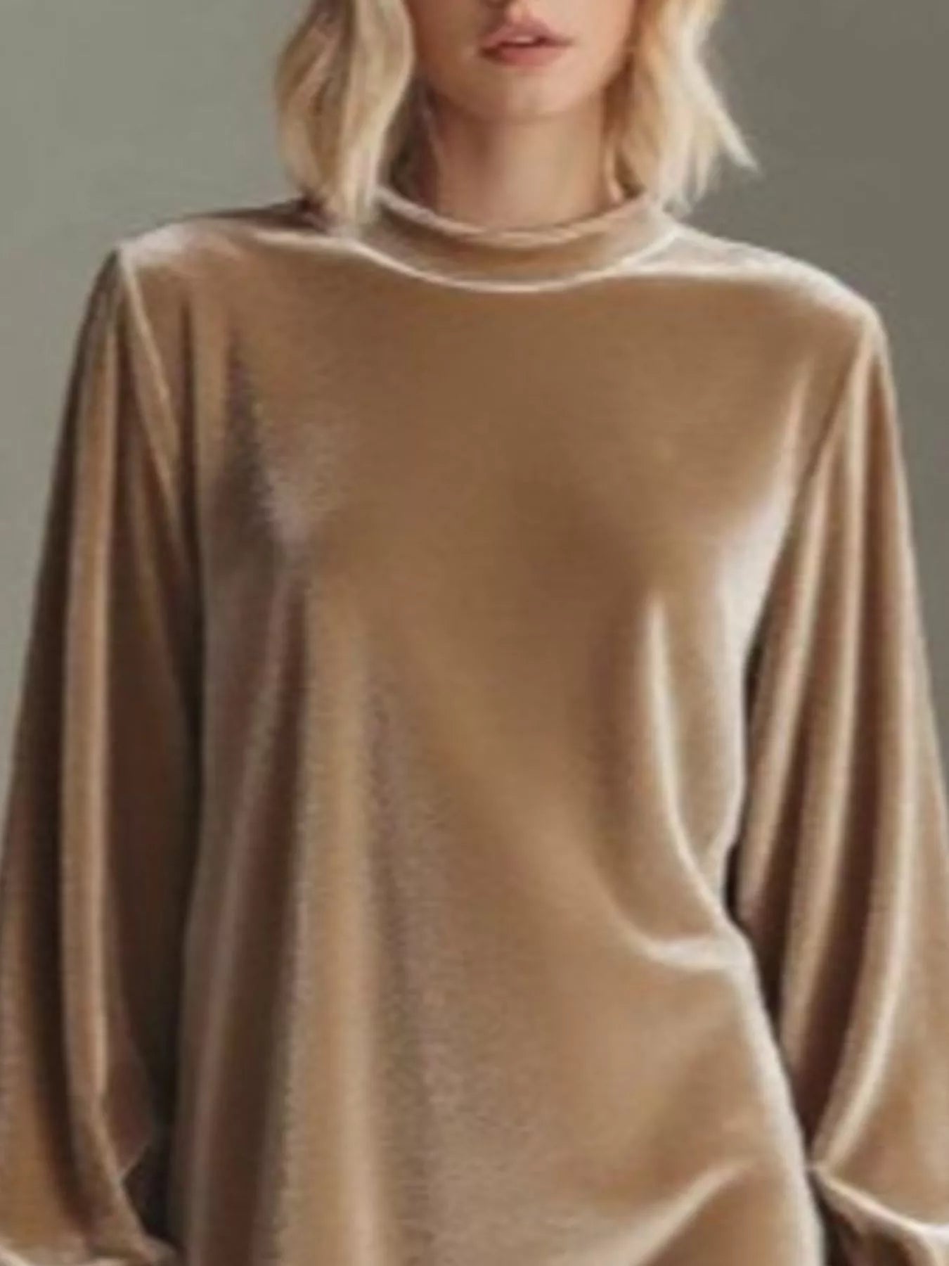 Velvet Long Sleeve Mini Dress - - Dresses
