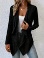 Open Front Long Sleeve Cardigan - Black -