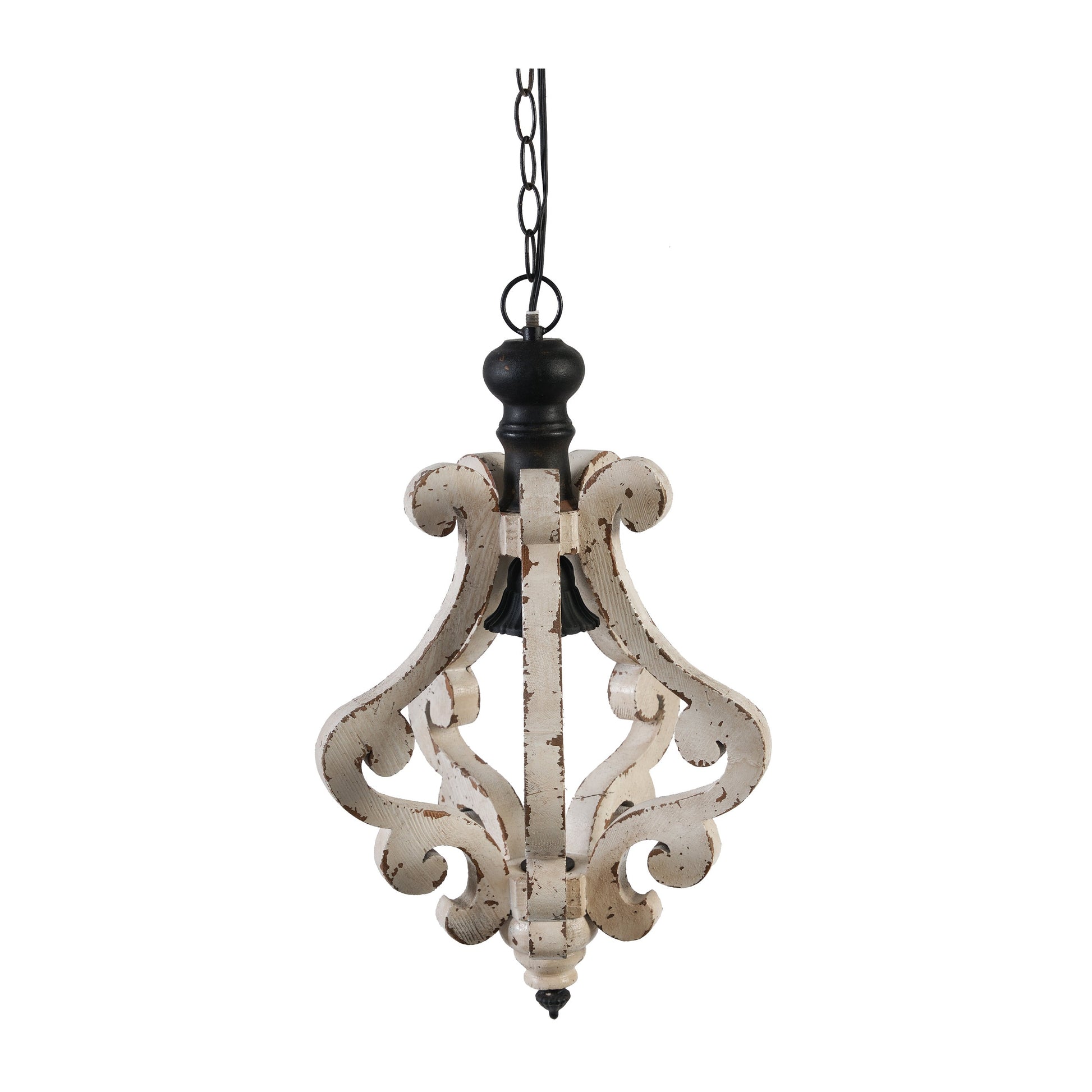 Farmhouse White Wood Ceiling Light - - light