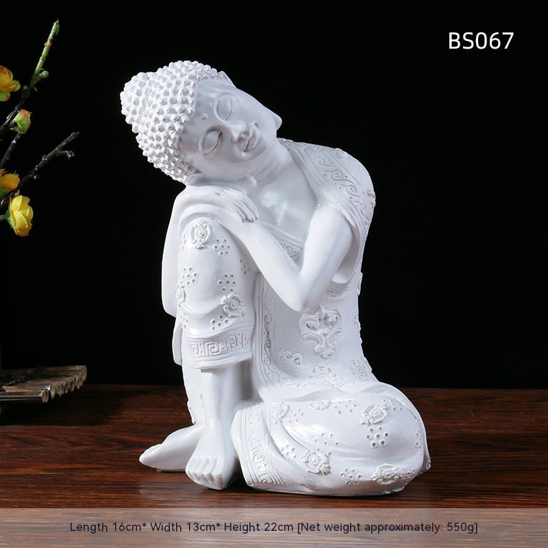 Resin Zen Buddha Garden Statue – Indoor & Outdoor Asian Home Decor - White Sitting Buddha - Garden Statues